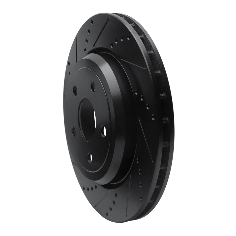 Picture of R1 2012-2025 Dodge Durango Rear Left Drilled & Slotted Black Brake Rotor