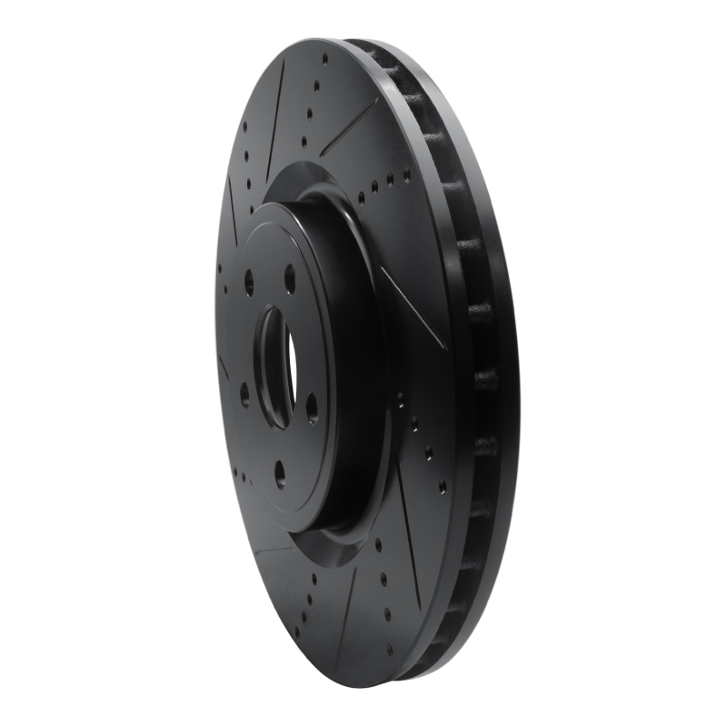 Picture of R1 2012-2025 Dodge Durango Front Left Drilled & Slotted Black Brake Rotor