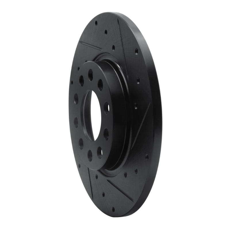 Picture of R1 2014-2022 Chrysler 200 Rear Right Drilled & Slotted Black Brake Rotor