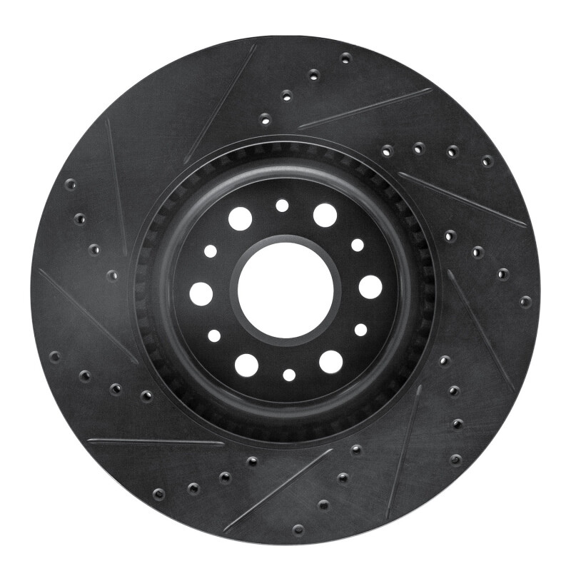 Picture of R1 2017-2025 Buick Enclave Front Right Drilled & Slotted Black Brake Rotor
