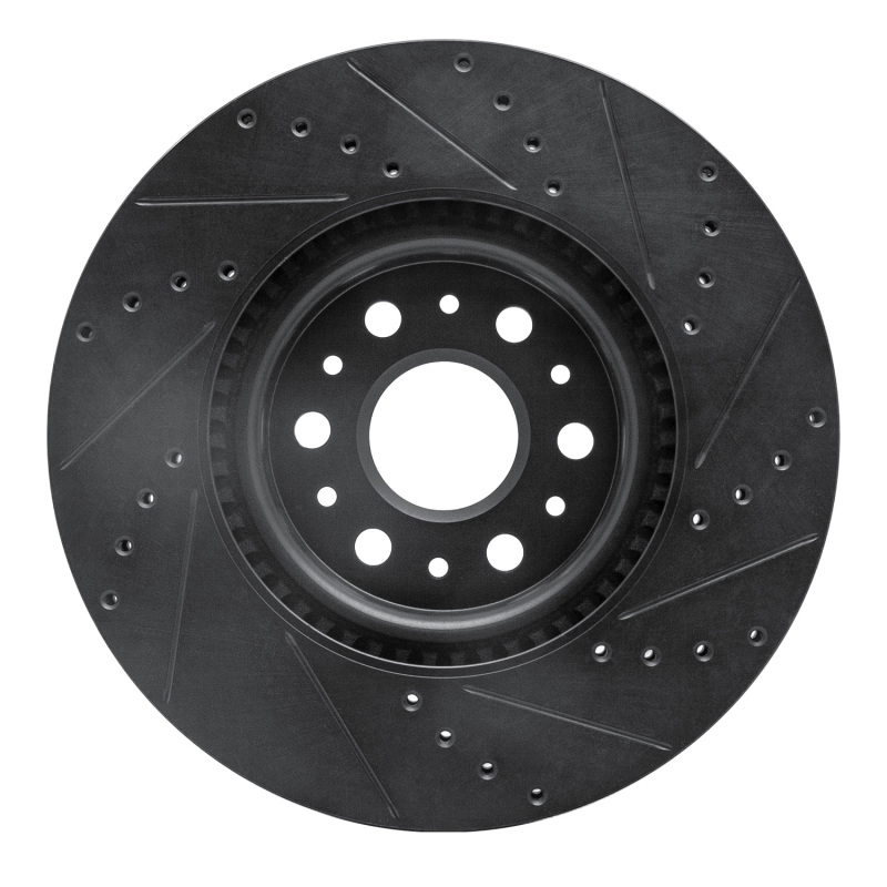 Picture of R1 2017-2025 Buick Enclave Front Left Drilled & Slotted Black Brake Rotor