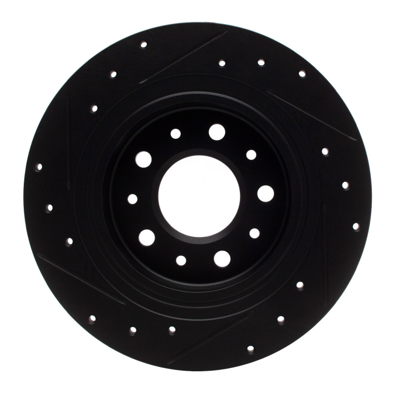 Picture of R1 2016-2025 Buick LaCrosse Rear Right Drilled & Slotted Black Brake Rotor