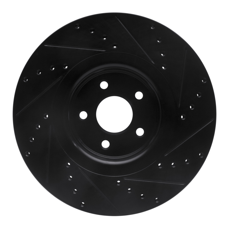 Picture of R1 14-18 Ford Focus ST Front Left Drilled & Slotted Black Brake Rotor
