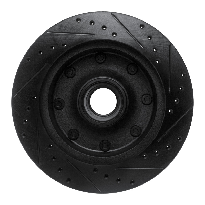Picture of R1 1986-1994 Ford F-250 2WD (Excl Super Duty) Front Left Drilled & Slotted Black Brake Rotor