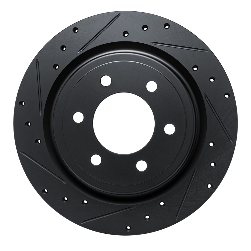 Picture of R1 2021-2025 Ford F-150 4WD Rear Left Drilled & Slotted Black Brake Rotor