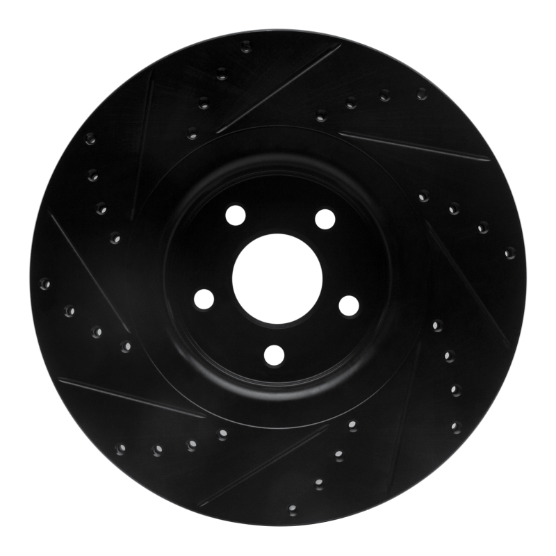 Picture of R1 14-18 Ford Focus ST Front Right Drilled & Slotted Black Brake Rotor