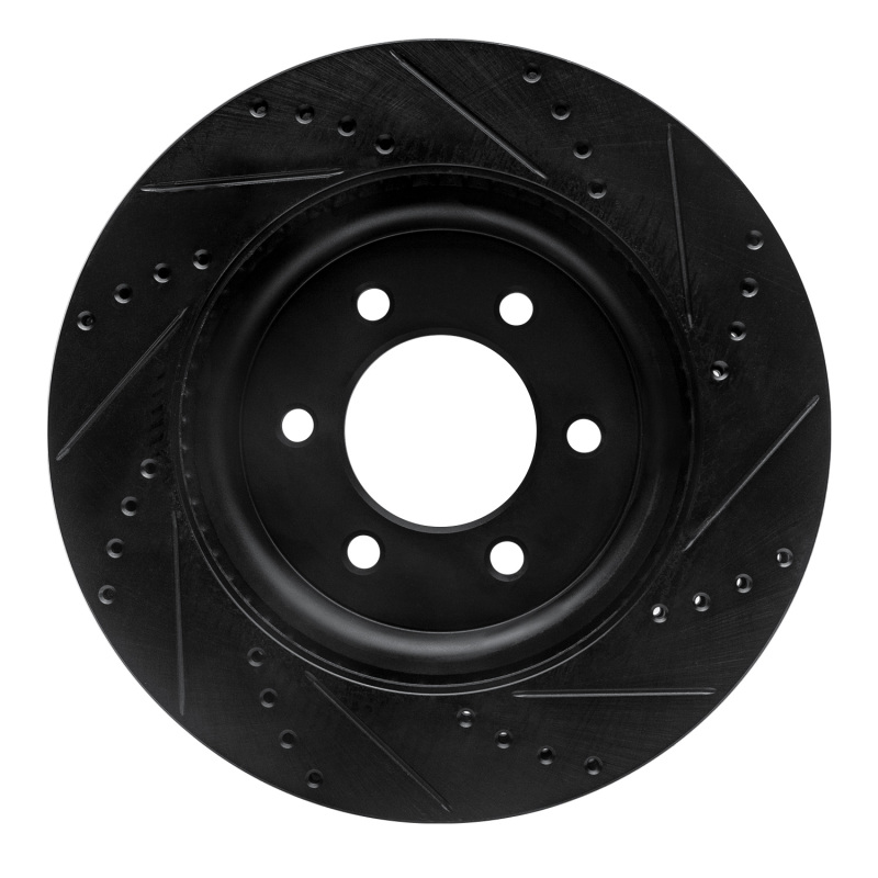 Picture of R1 2021-2025 Ford Bronco Front Left Drilled & Slotted Black Brake Rotor