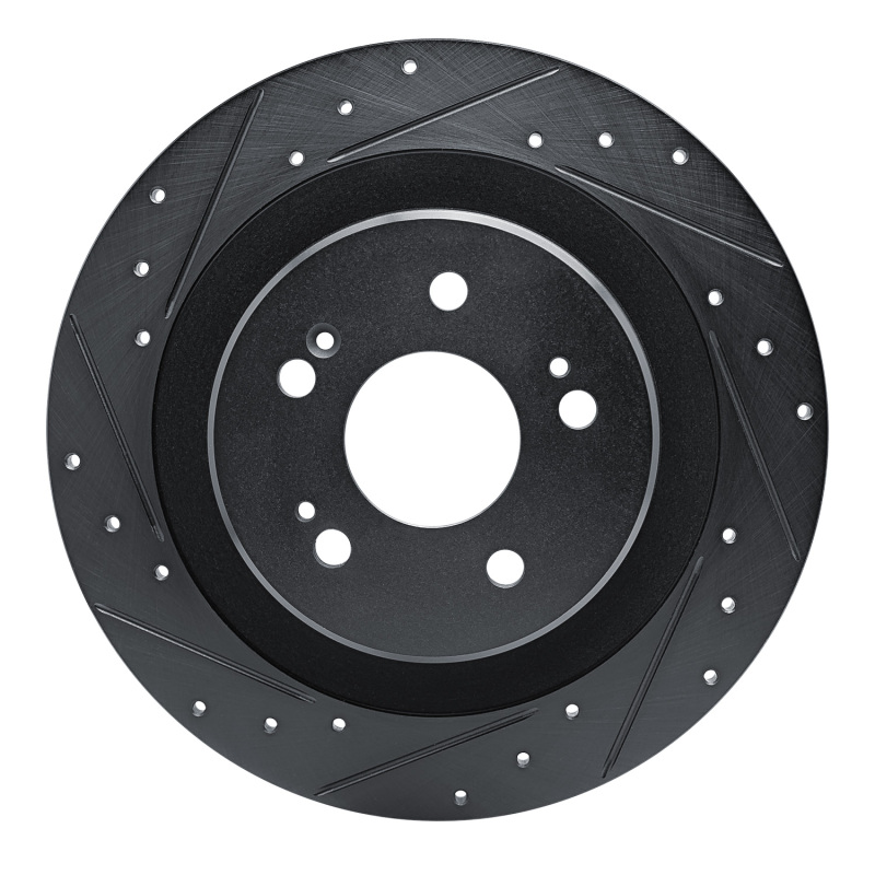 Picture of R1 2021-2025 Acura TLX Rear Left Drilled & Slotted Black Brake Rotor