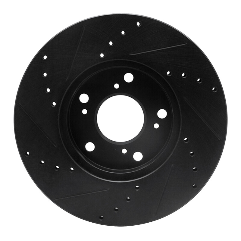 Picture of R1 06-15 Honda Civic Front Right Drilled & Slotted Black Brake Rotor