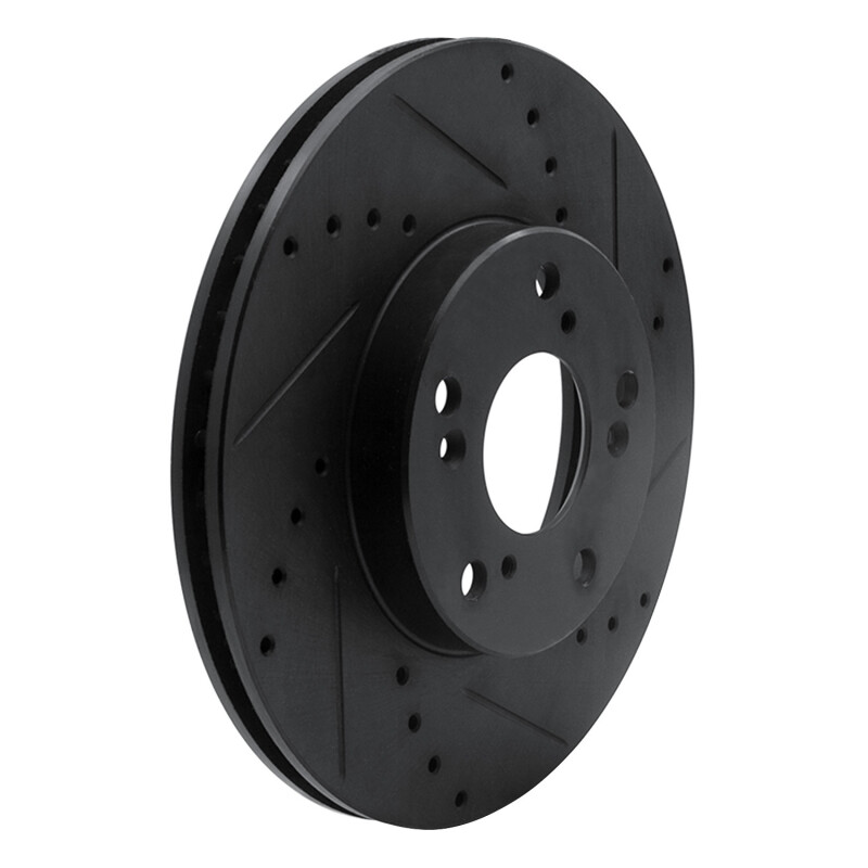 Picture of R1 06-15 Honda Civic Front Right Drilled & Slotted Black Brake Rotor