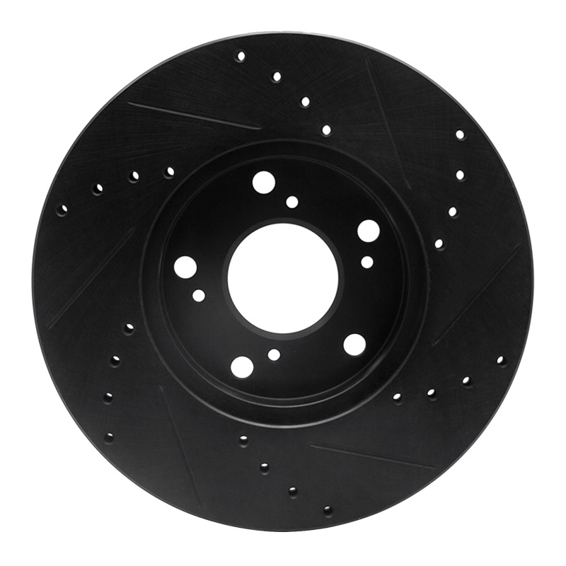 Picture of R1 06-15 Honda Civic Front Left Drilled & Slotted Black Brake Rotor