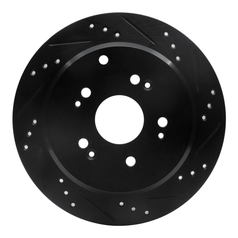 Picture of R1 2005-2018 Acura RDX Rear Right Drilled & Slotted Black Brake Rotor