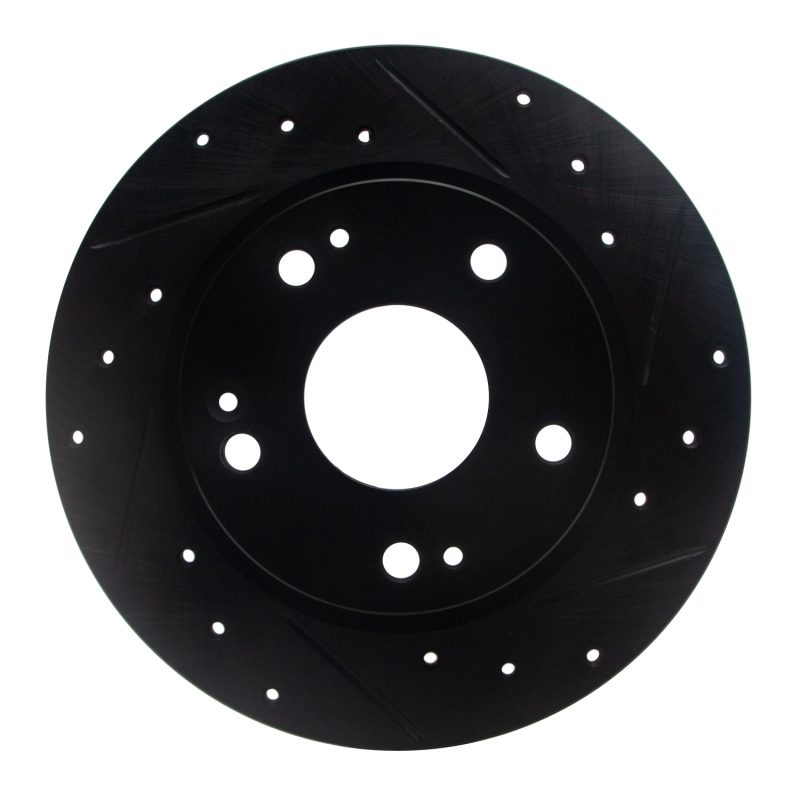 Picture of R1 2016-2025 Honda Civic Hatchback Rear Right Drilled & Slotted Black Brake Rotor