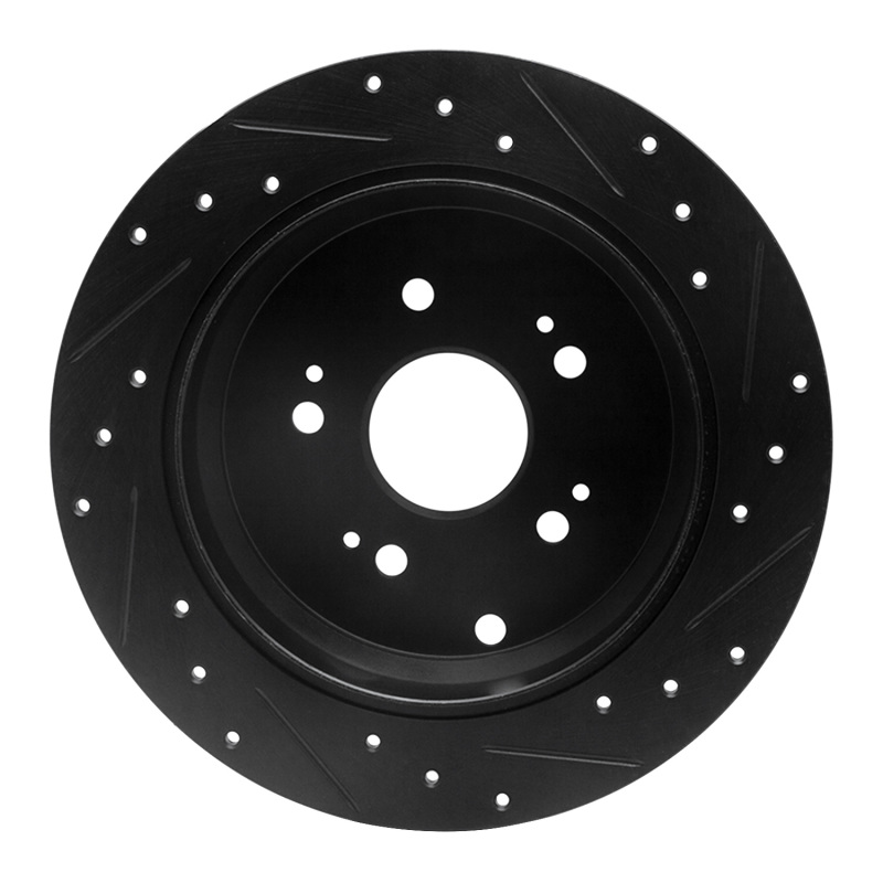 Picture of R1 2005-2018 Acura RDX Rear Left Drilled & Slotted Black Brake Rotor