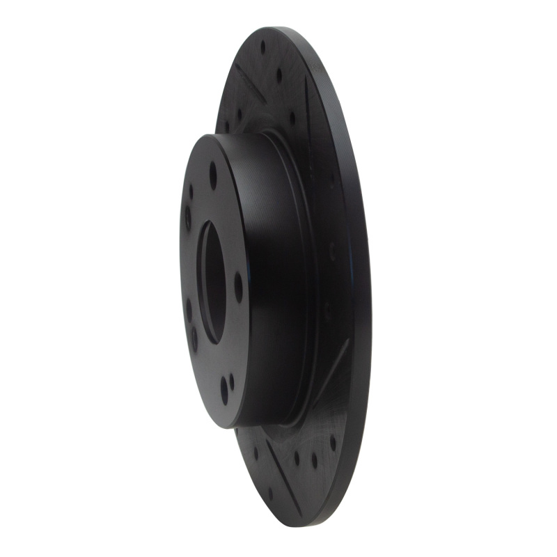 Picture of R1 2016-2025 Honda Civic Hatchback Rear Right Drilled & Slotted Black Brake Rotor