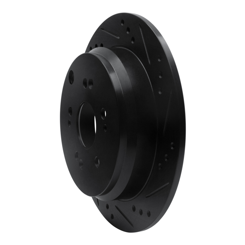 Picture of R1 2005-2018 Acura RDX Rear Right Drilled & Slotted Black Brake Rotor