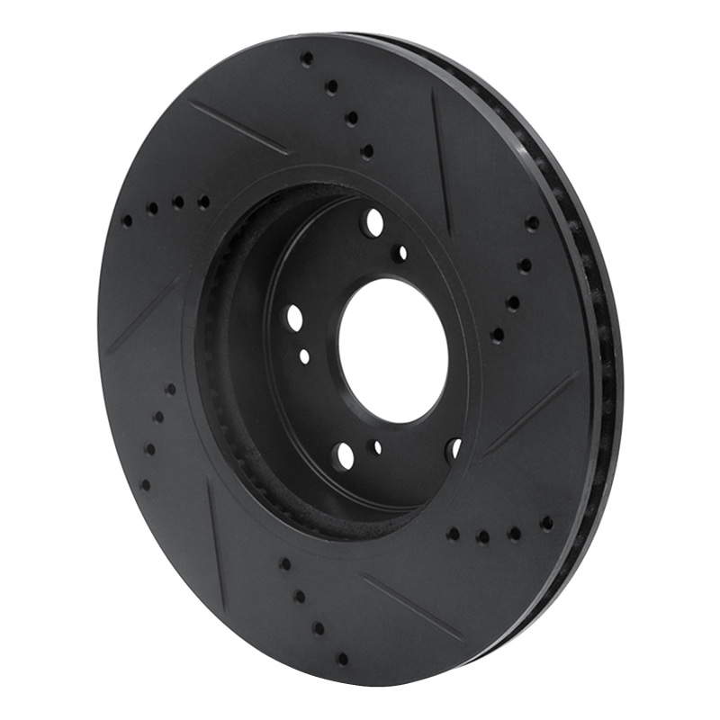 Picture of R1 2016-2025 Honda Accord Coupe Front Left Drilled & Slotted Black Brake Rotor