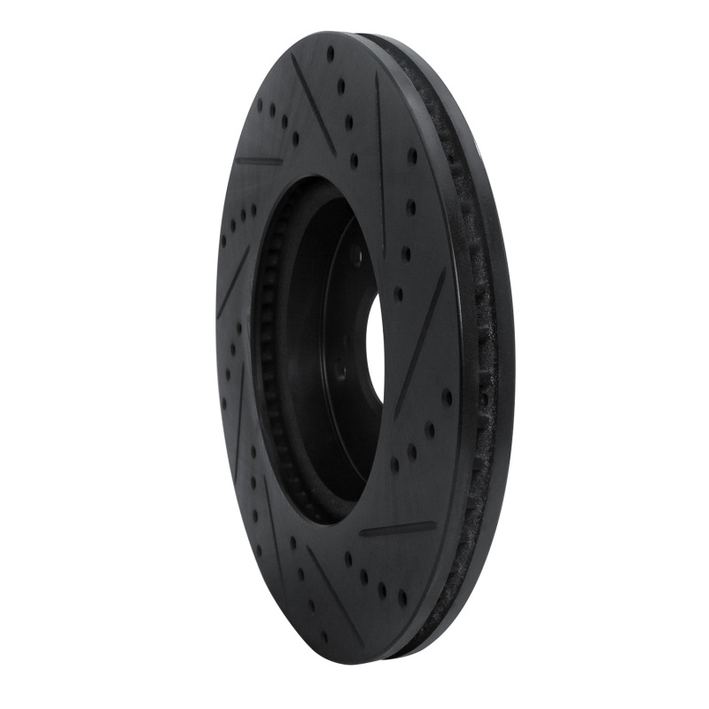 Picture of R1 2013-2025 Acura Integra Front Left Drilled & Slotted Black Brake Rotor