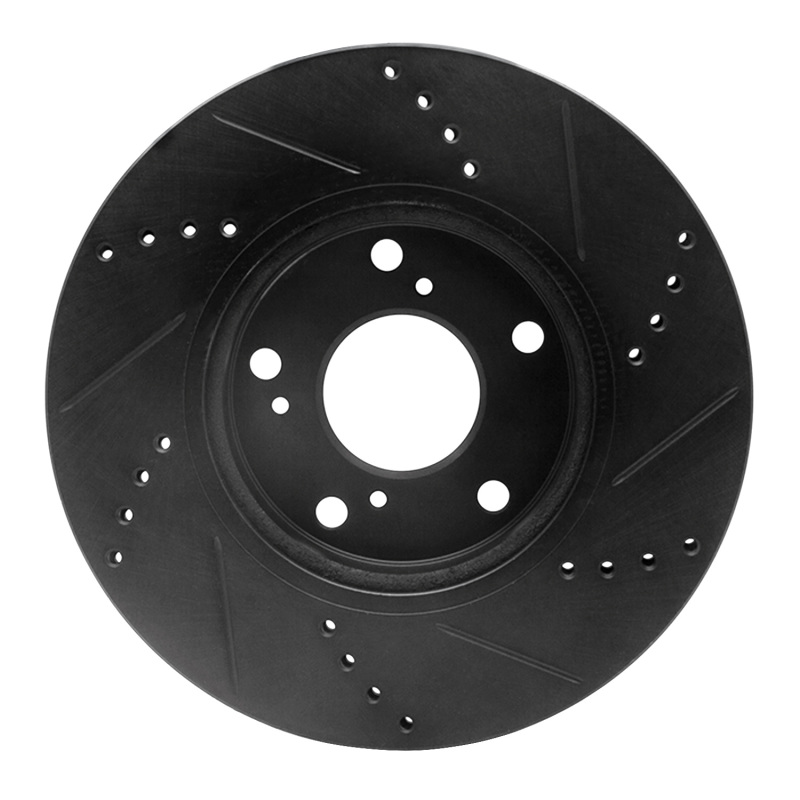 Picture of R1 2016-2025 Honda Accord Coupe Front Left Drilled & Slotted Black Brake Rotor