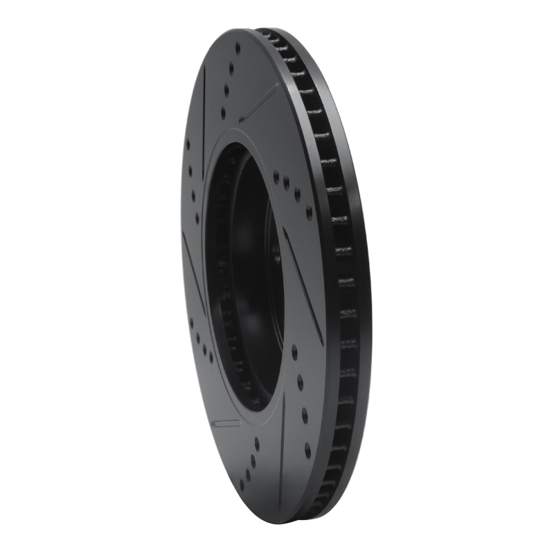 Picture of R1 2016-2025 Honda Civic Coupe Front Right Drilled & Slotted Black Brake Rotor