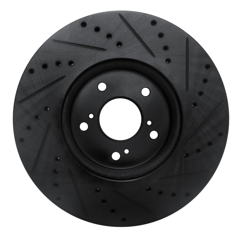 Picture of R1 2013-2025 Acura Integra Front Left Drilled & Slotted Black Brake Rotor