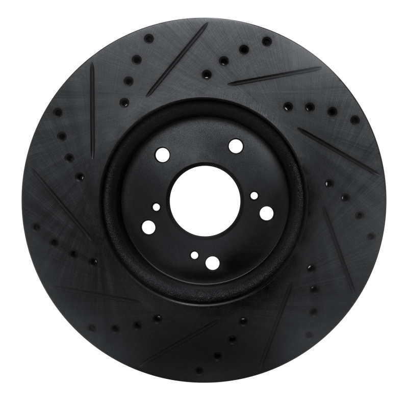Picture of R1 2013-2025 Acura ILX Front Right Drilled & Slotted Black Brake Rotor