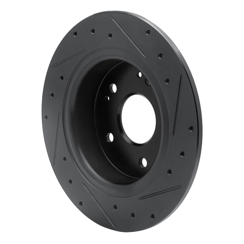 Picture of R1 2016-2025 Honda Accord Sedan Rear Left Drilled & Slotted Black Brake Rotor