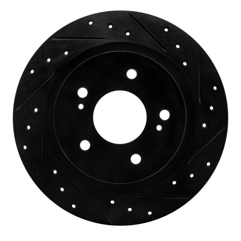 Picture of R1 1984-1988 Nissan 200SX Rear Right Drilled & Slotted Black Brake Rotor
