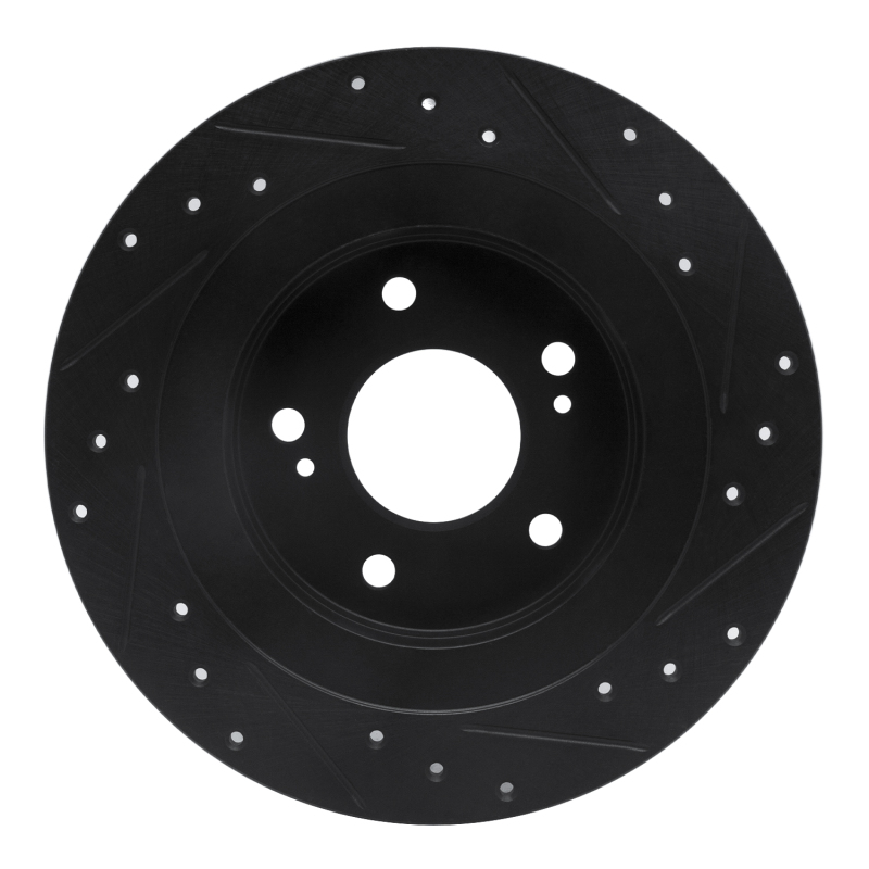 Picture of R1 1984-1988 Nissan 200SX Rear Left Drilled & Slotted Black Brake Rotor