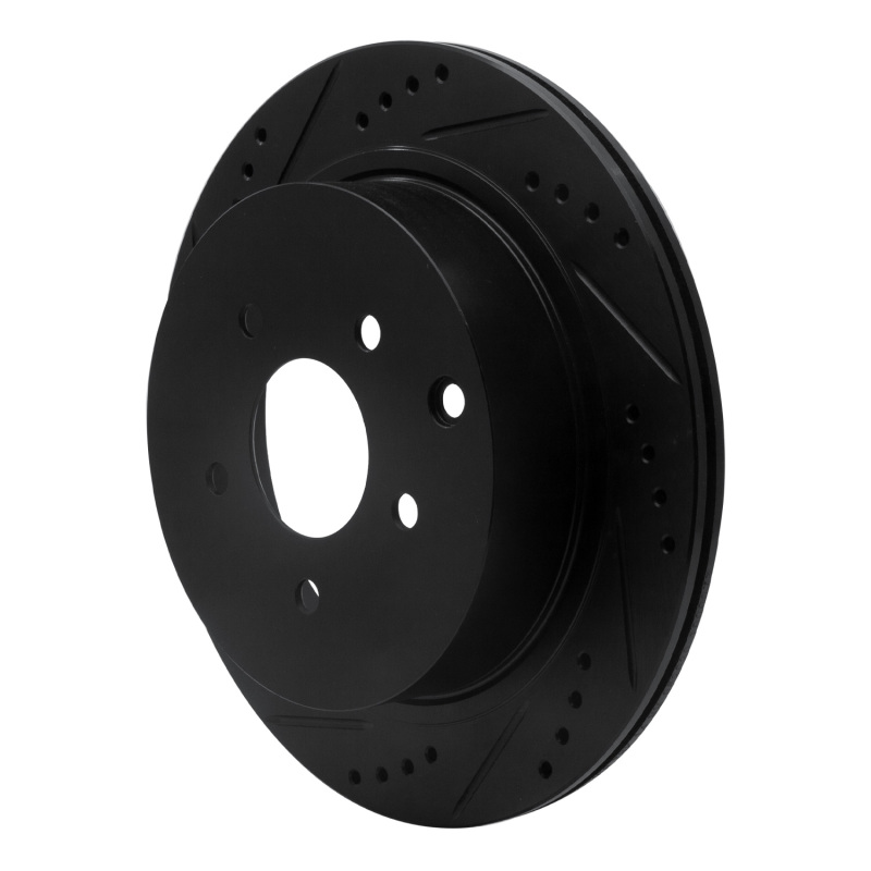 Picture of R1 2003-2024 Infiniti M37 Rear Left Drilled & Slotted Black Brake Rotor