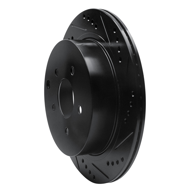 Picture of R1 2003-2024 Infiniti FX37 Rear Right Drilled & Slotted Black Brake Rotor