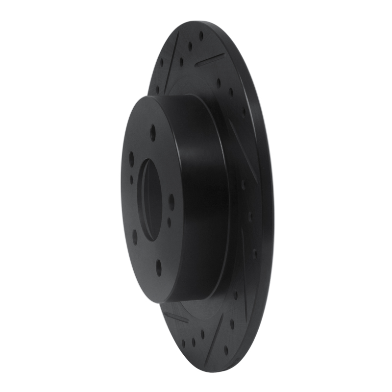 Picture of R1 1984-1988 Nissan 200SX Rear Left Drilled & Slotted Black Brake Rotor