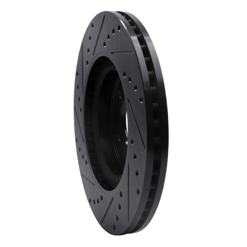 Picture of R1 2013-2025 Infiniti Q60 Front Right Drilled & Slotted Black Brake Rotor