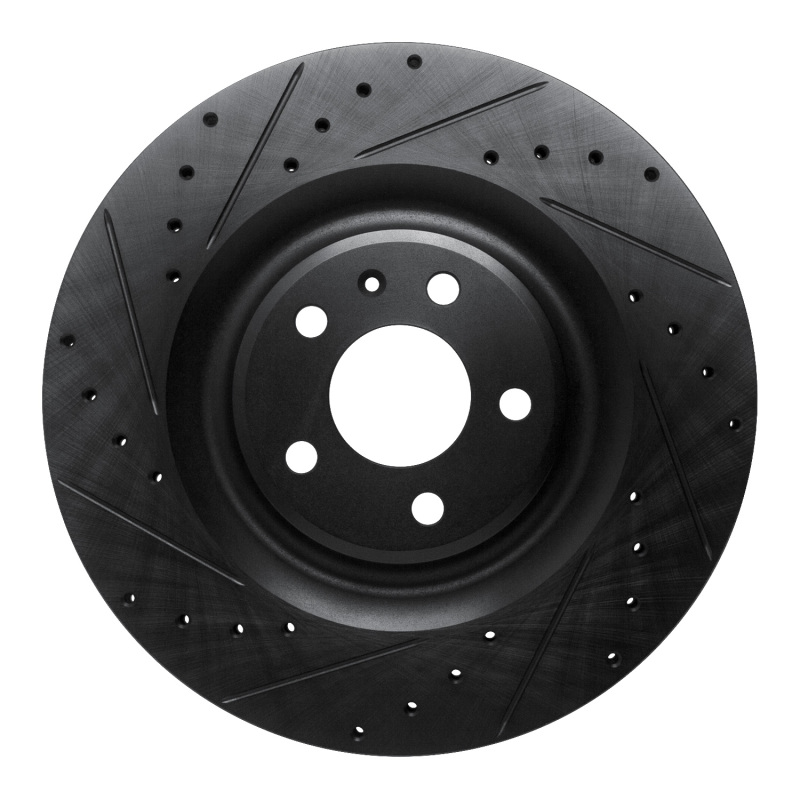 Picture of R1 2017-2025 Audi Q8 e-Tron Sportback Rear Left Drilled & Slotted Black Brake Rotor