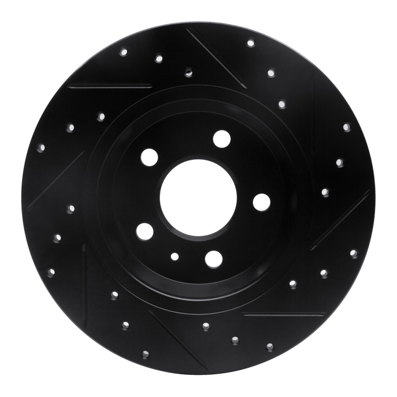 Picture of R1 09-25 Audi A4 Left Drilled & Slotted Black Brake Rotor