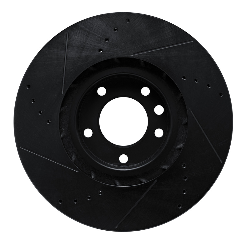 Picture of R1 2011-2018 Porsche Cayenne Left Front Drilled & Slotted Black Brake Rotor