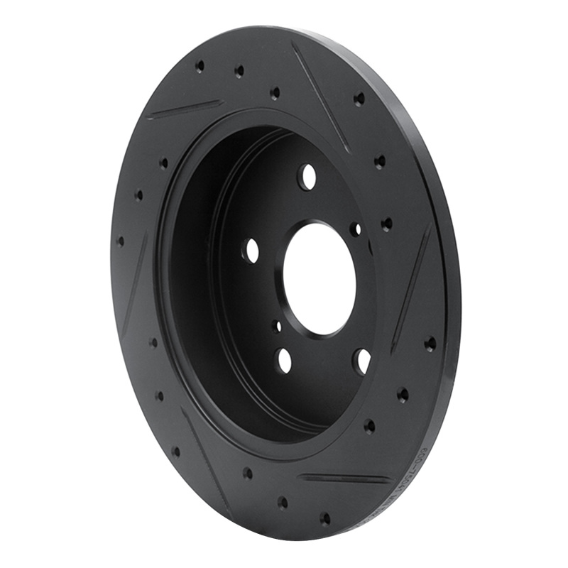 Picture of R1 2015-2025 Lexus NX200T Rear Left Drilled & Slotted Black Brake Rotor