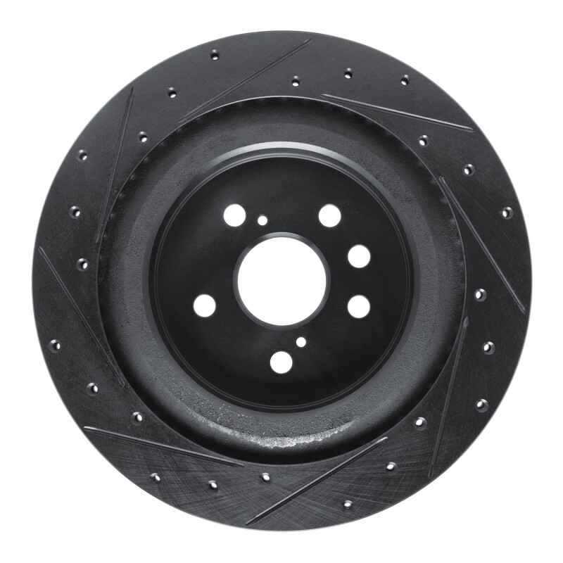 Picture of R1 2020-2025 Lexus RX450h+ Rear Right Drilled & Slotted Black Brake Rotor