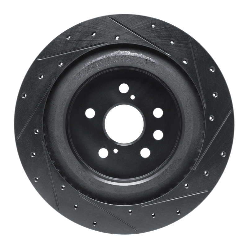 Picture of R1 2020-2025 Lexus RX350 Rear Left Drilled & Slotted Black Brake Rotor