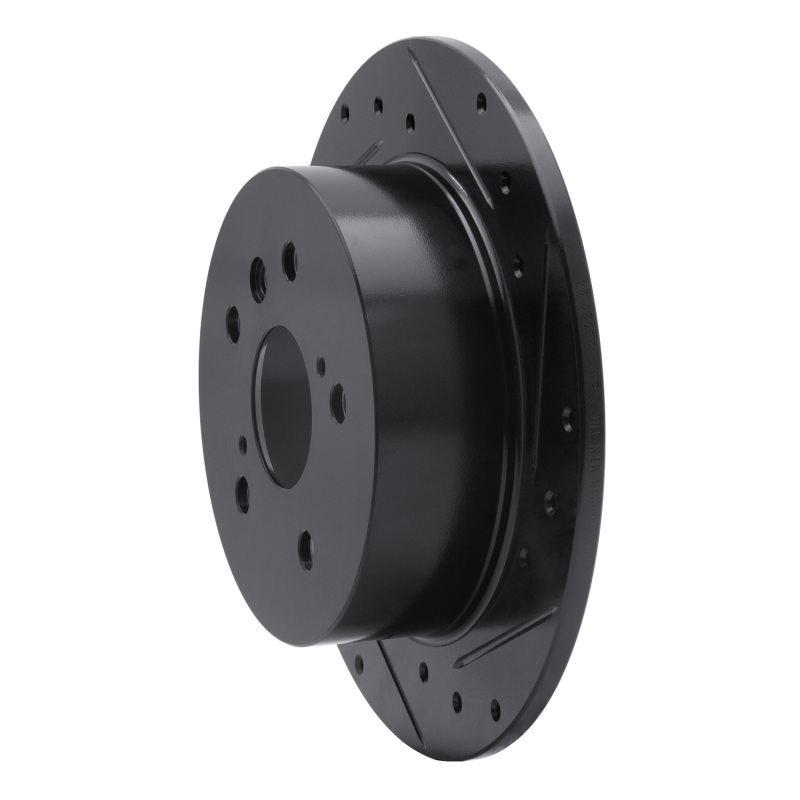 Picture of R1 2012-2018 Lexus ES300H Rear Right Drilled & Slotted Black Brake Rotor
