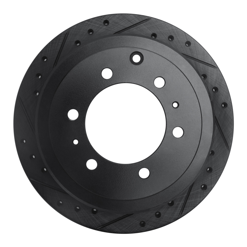 Picture of R1 1993-1997 Lexus LX450 Rear Left Drilled & Slotted Black Brake Rotor