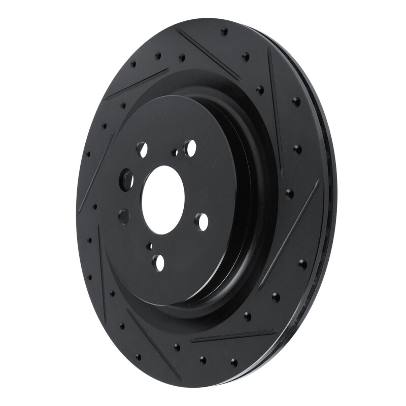 Picture of R1 2020-2025 Lexus RX450h+ Rear Right Drilled & Slotted Black Brake Rotor