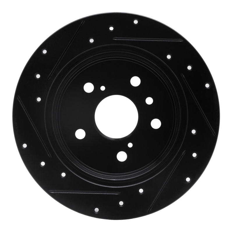 Picture of R1 2012-2018 Lexus ES300H Rear Right Drilled & Slotted Black Brake Rotor