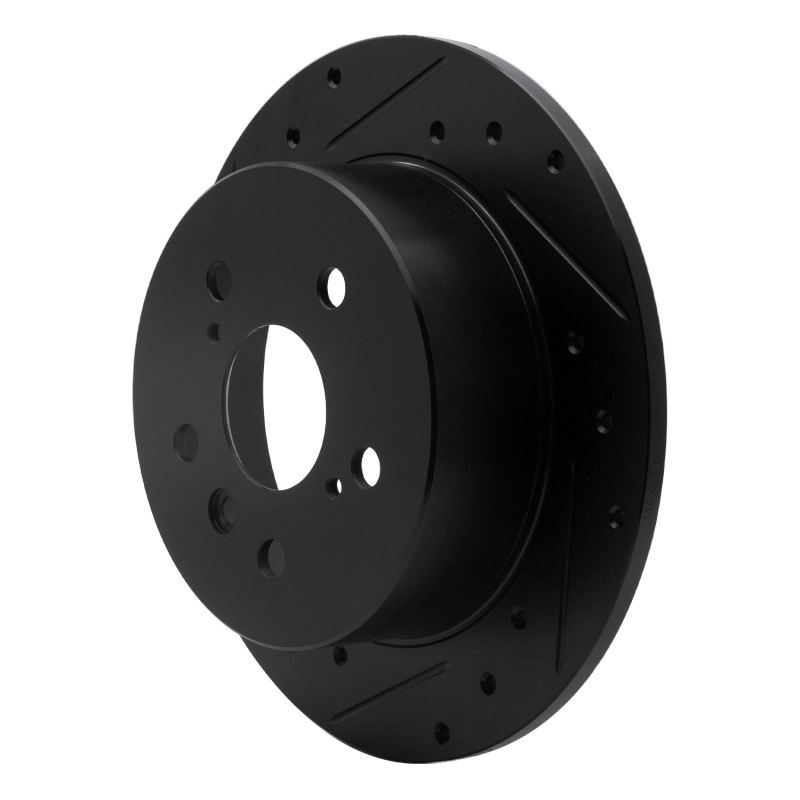 Picture of R1 2012-2018 Lexus ES300H Rear Left Drilled & Slotted Black Brake Rotor