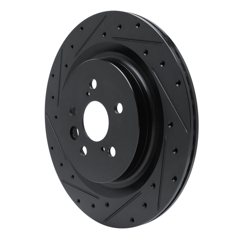 Picture of R1 2020-2025 Lexus RX350 Rear Left Drilled & Slotted Black Brake Rotor