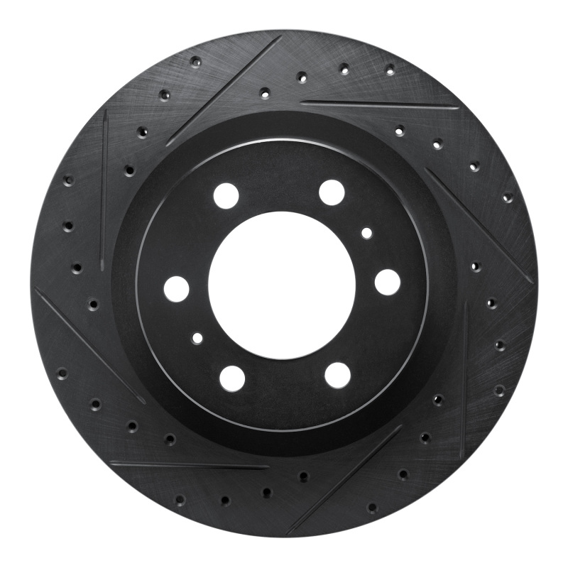 Picture of R1 2022-2025 Lexus LX600 Front Left Drilled & Slotted Black Brake Rotor