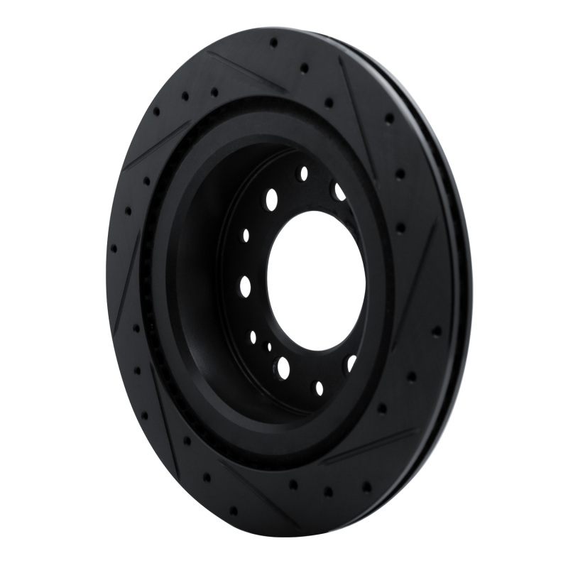 Picture of R1 2022-2025 Lexus GX550 Rear Left Drilled & Slotted Black Brake Rotor