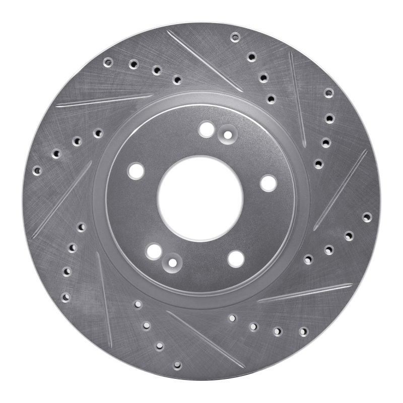 Picture of R1 2007-2009 Hyundai Santa Fe Front Right Drilled & Slotted Silver Brake Rotor