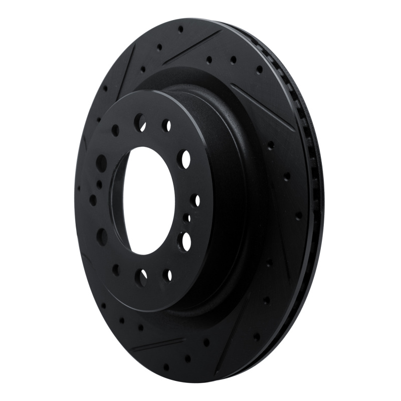 Picture of R1 2022-2025 Lexus GX550 Rear Left Drilled & Slotted Black Brake Rotor
