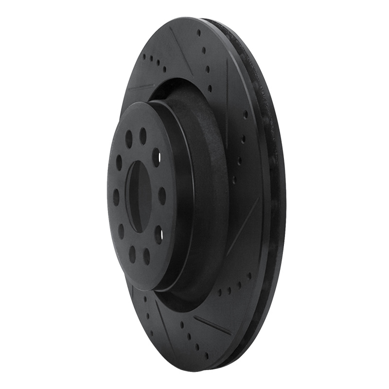 Picture of R1 2017-2024 Maserati Ghibli Rear Right Drilled & Slotted Black Brake Rotor